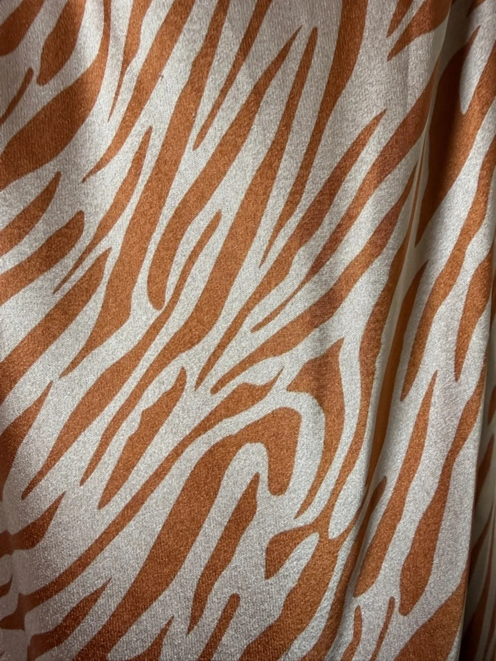 NWT Satin Slip Dress in Rust and Cream Zebra Print Size Small Adjustable Straps